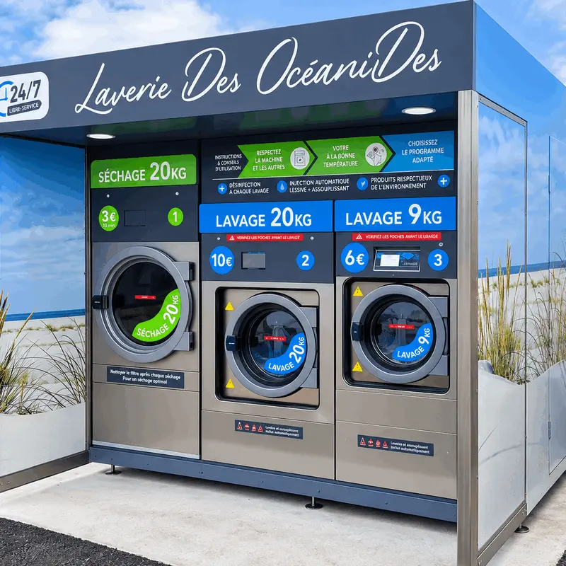 Livraison d’un kiosque de laverie automatique Ma Petite Laverie
